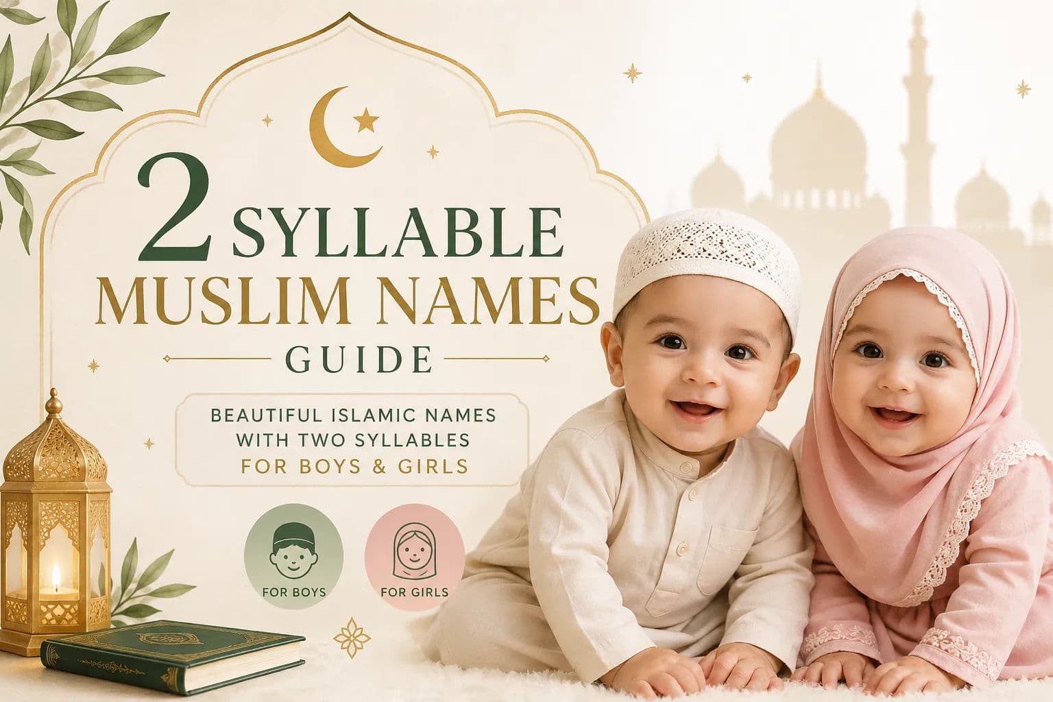 Beautiful Islamic baby names with two syllables for boys and girls