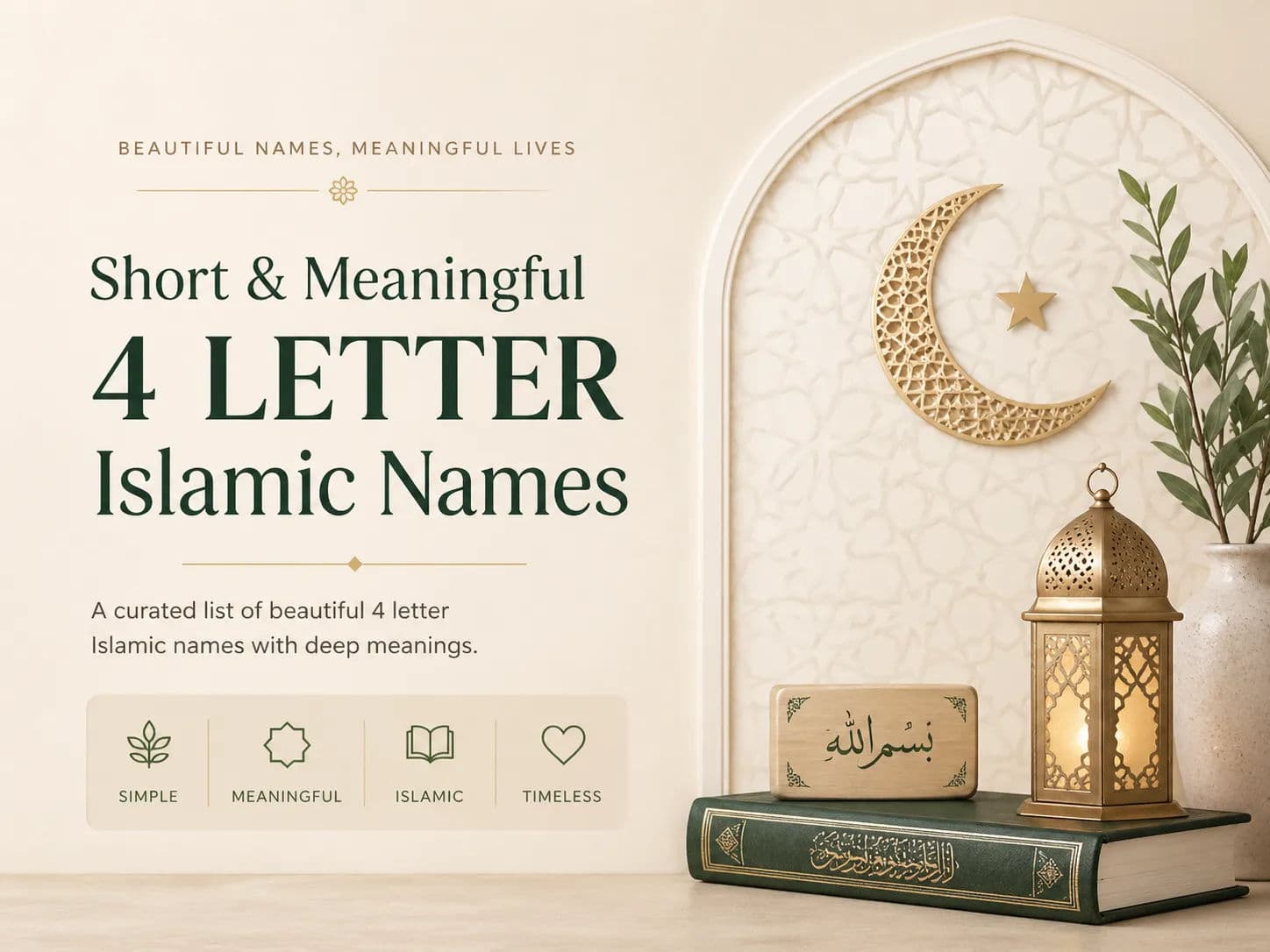 Beautiful hero image for short 4 letter Islamic names for boys and girls
