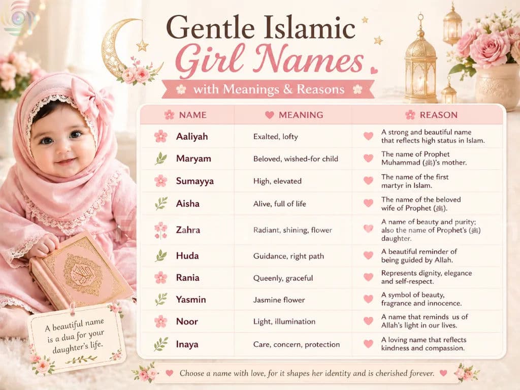 Soft sounding Muslim girl names with beautiful meanings